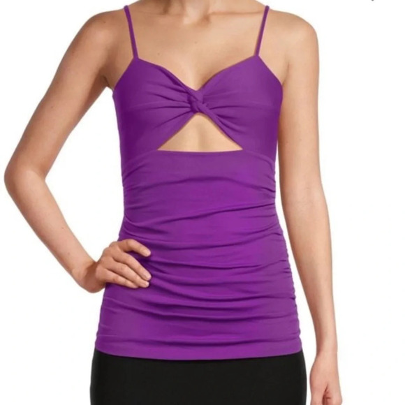Susana‎ Monaco Cutout Ruched Sleeveless Top Womens Small Purple Stretchy NWT - Picture 2 of 11